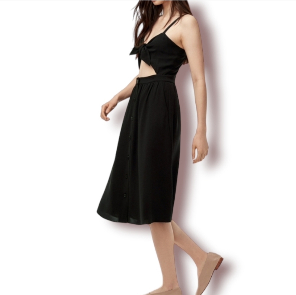 Aritzia Wilfred Adelia Tie Front Cutout Midi Summer Dress Mauve Pink Size 2 - Picture 13 of 13